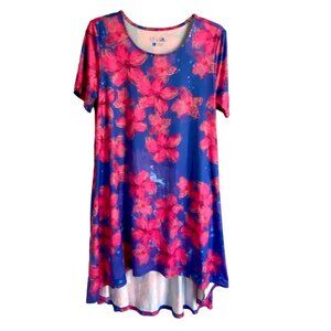 Art & Sol Women's Small Colorful Hibiscus Print Side Pockets High Low Nightgown